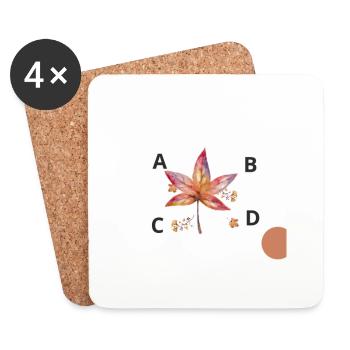Les quatre première lettres Alphabétique - Dessous de verre (lot de 4) - blanc - Devant