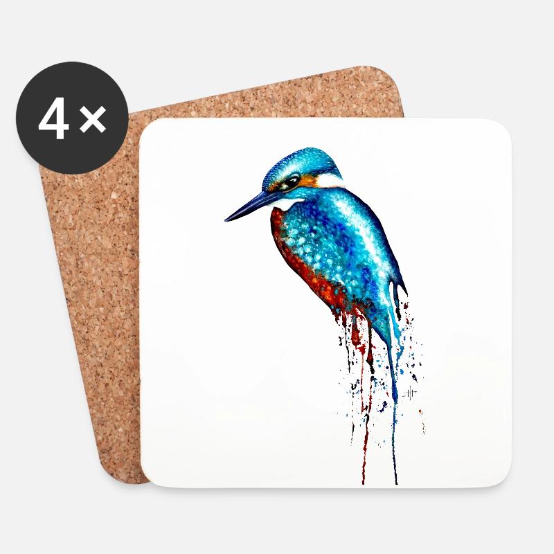 Aquarell Eisvogel - Untersetzer (4er-Set) - Weiß