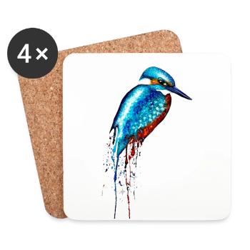 Aquarell Eisvogel - Untersetzer (4er-Set) - Weiß - Vorne
