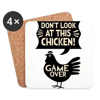 Ne regardez pas ce jeu de poulet Witziges - Dessous de verre (lot de 4) - blanc - Devant