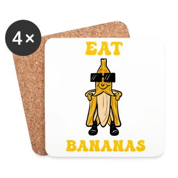 Manger des bananes – un thème amusant - Dessous de verre (lot de 4) - blanc - Devant