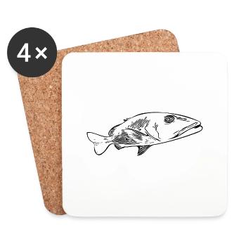 Grim grouper patrol in the sea - Coasters (set of 4) - white - Front