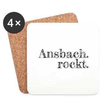 Ansbach rockt - Textdesign mit Stadtnamen - Untersetzer (4er-Set) - Weiß - Vorne