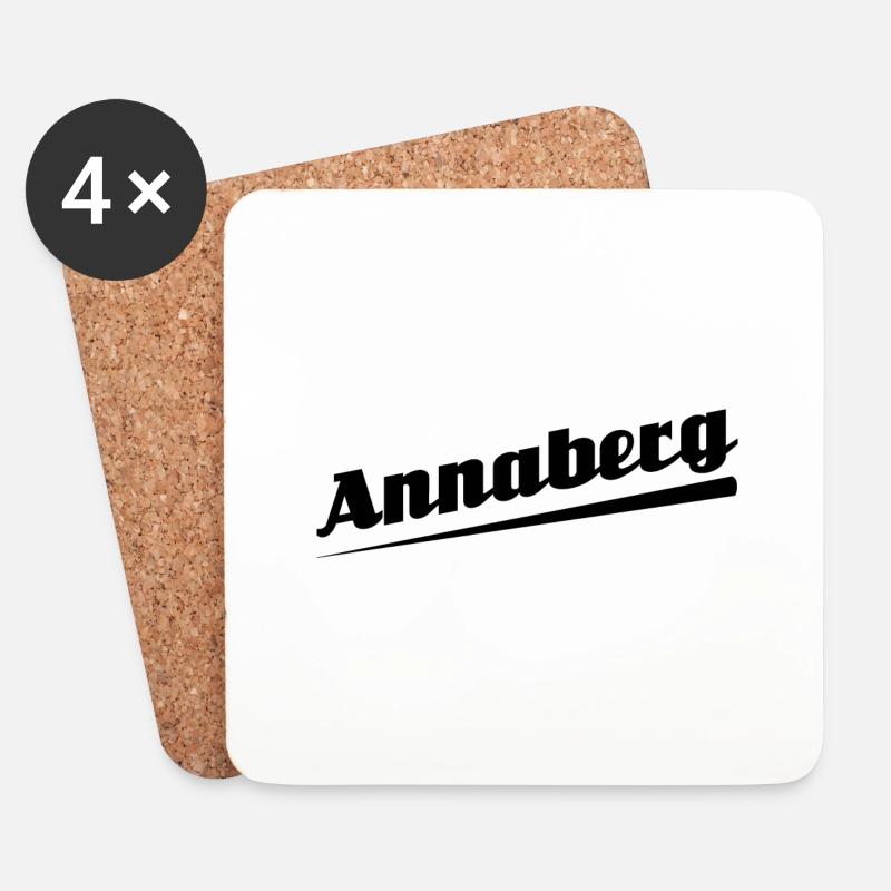 Annaberg - Textdesign mit Stadtnamen - Untersetzer (4er-Set) - Weiß