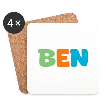Name - Ben - Coasters (set of 4) - white - Front