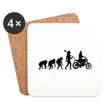 Evolution Moto Motard Mom Moto Motorc - Dessous de verre (lot de 4) - blanc - Devant