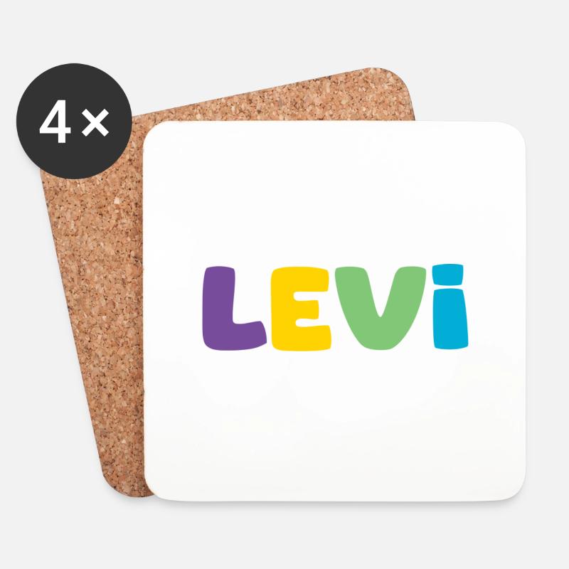 Name - Levi - Untersetzer (4er-Set) - Weiß