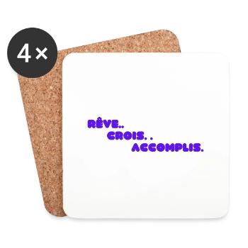 Rêve. Crois. Accomplis.. - Motivation citation - Dessous de verre (lot de 4) - blanc - Devant