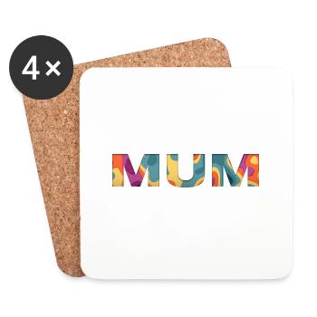 MUM Shirt / Familie Partnerlook - Untersetzer (4er-Set) - Weiß - Vorne