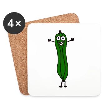 Funny laughing zucchini - Coasters (set of 4) - white - Front