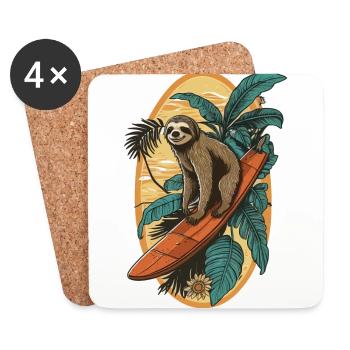 Surfing Sloth - Coasters (set of 4) - white - Front