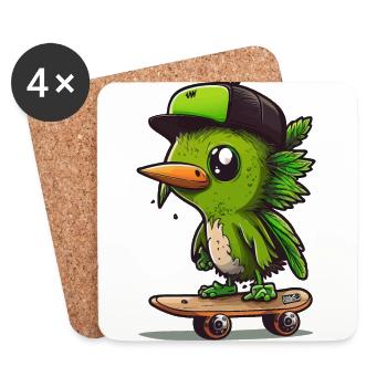 Kiwi Kickflips - Dessous de verre (lot de 4) - blanc - Devant