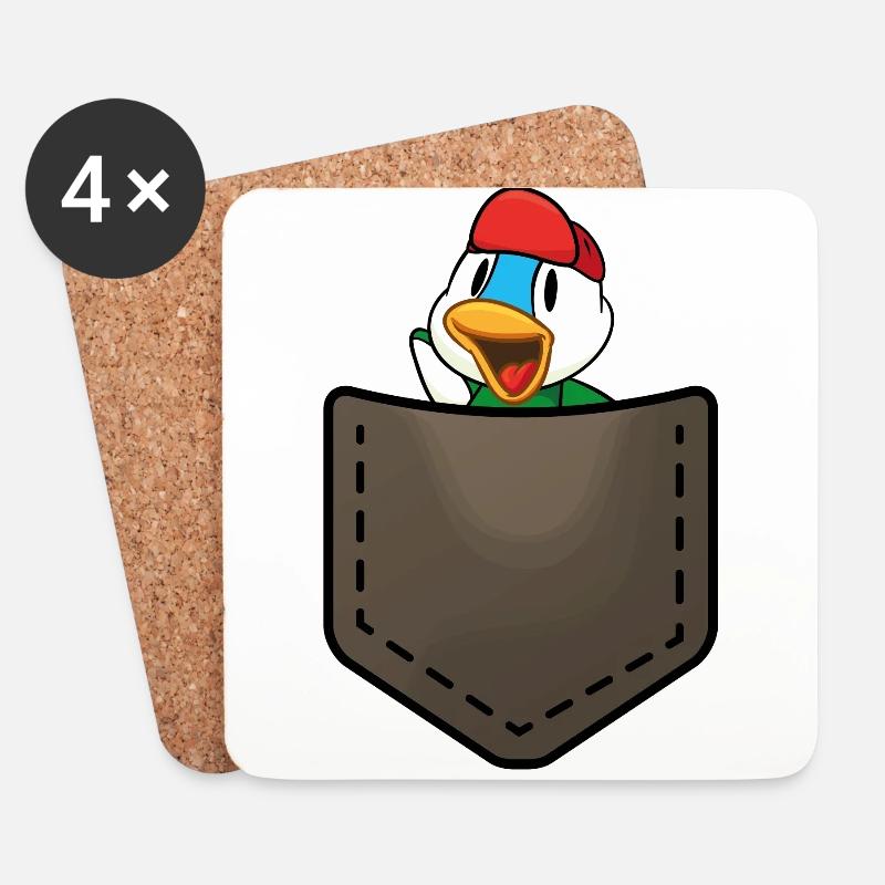Duck in a pocket - Untersetzer (4er-Set) - Weiß