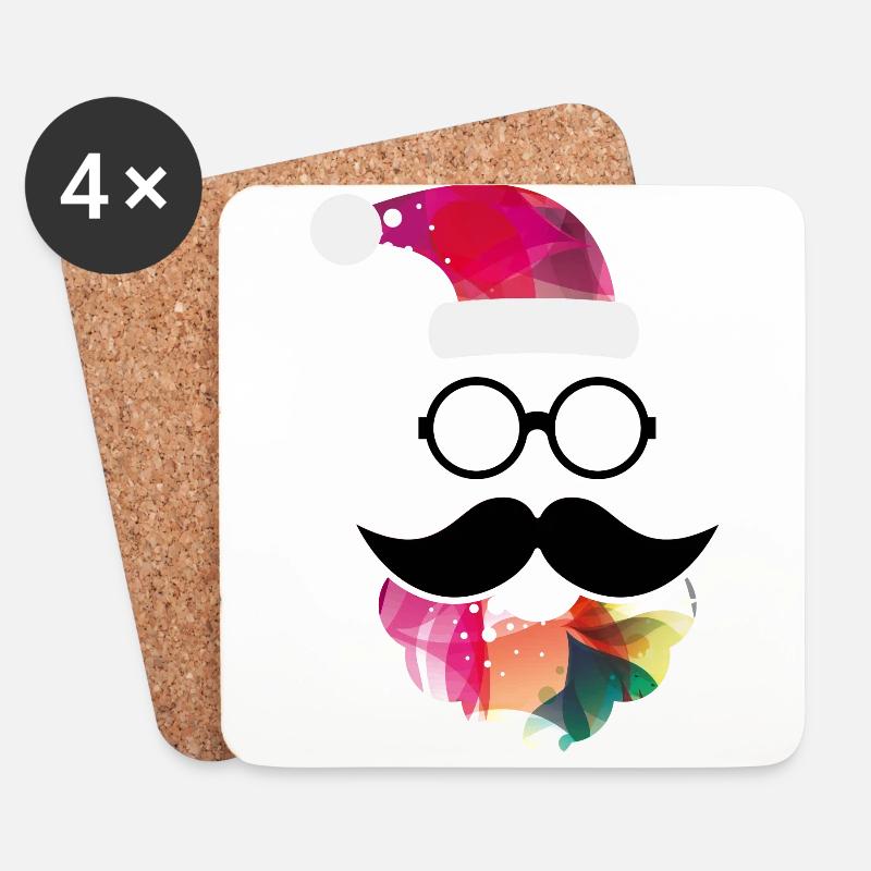 Der Hipster-Weihnachtsmann macht jo hohoho - Untersetzer (4er-Set) - Weiß