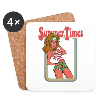 Summer 1979 Cartoon Pinup - Dessous de verre (lot de 4) - blanc - Devant