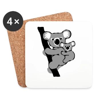 koala et son petit - Dessous de verre (lot de 4) - blanc - Devant