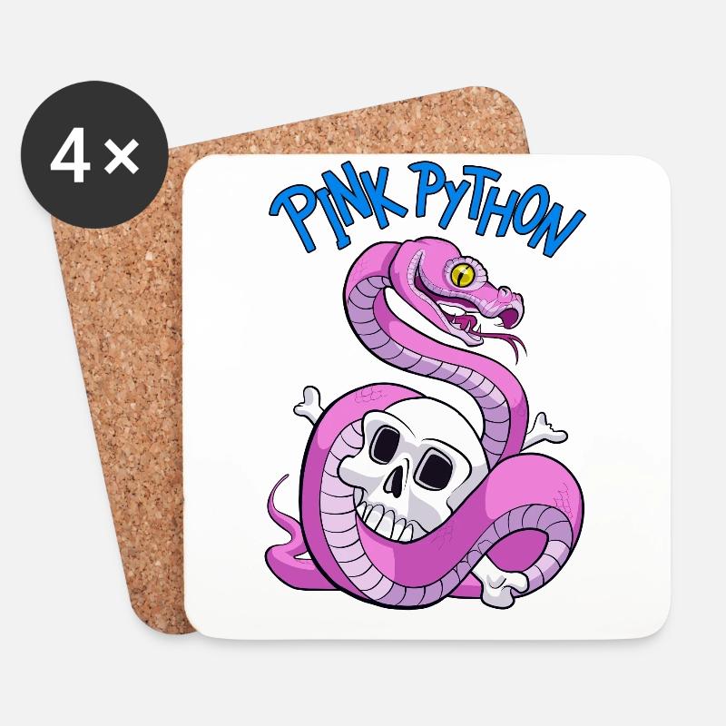 Pink Python (Blue) - Untersetzer (4er-Set) - Weiß