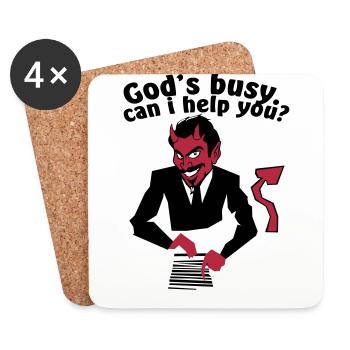 God's busy. Can i help? - Coasters (set of 4) - white - Front