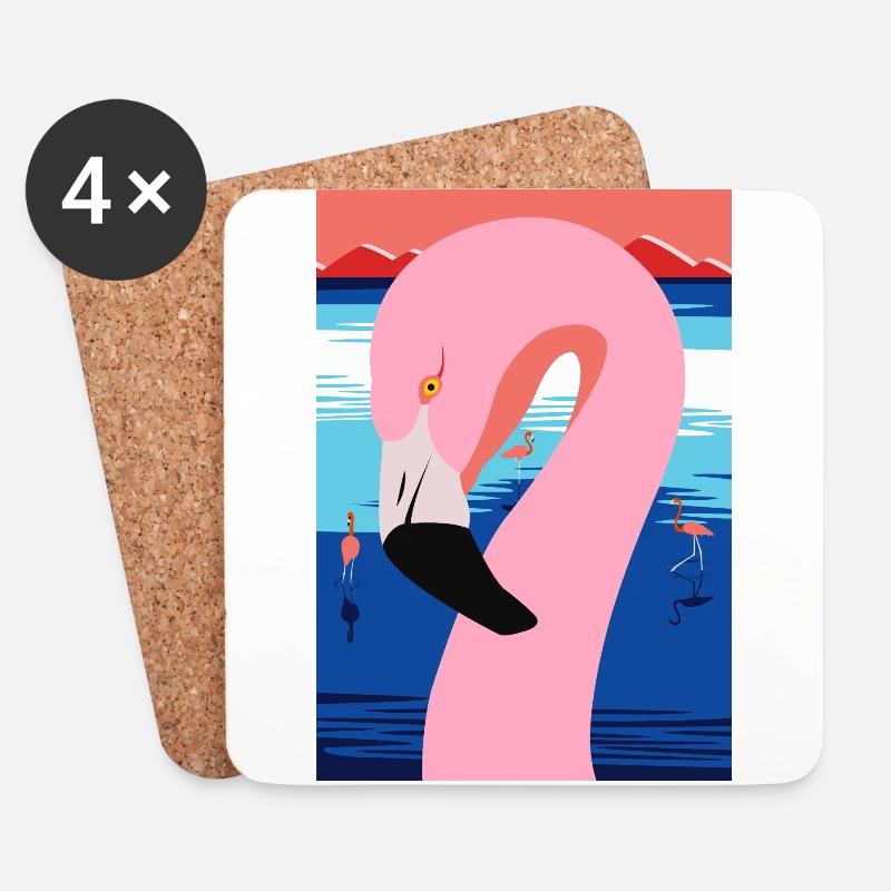 Sunset Flamingo - Untersetzer (4er-Set) - Weiß