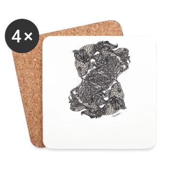 Pisces Zodiac - Coasters (set of 4) - white - Front