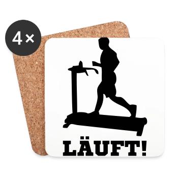 Jogger auf Laufband. LÄUFT! - Untersetzer (4er-Set) - Weiß - Vorne