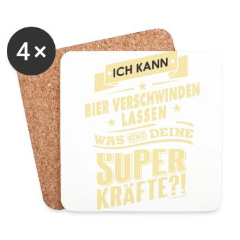 Superkräfte Bier verschwinden lassen - - Untersetzer (4er-Set) - Weiß - Vorne