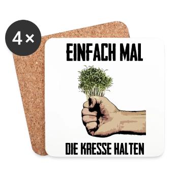 Einfach mal die kresse halten - Untersetzer (4er-Set) - Weiß - Vorne