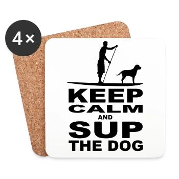 KEEP CALM and SUP the DOG - men - black - Untersetzer (4er-Set) - Weiß - Vorne