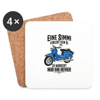 Simson Schwalbe KR51, Eine Simmi verliert kein Öl - Untersetzer (4er-Set) - Weiß - Vorne