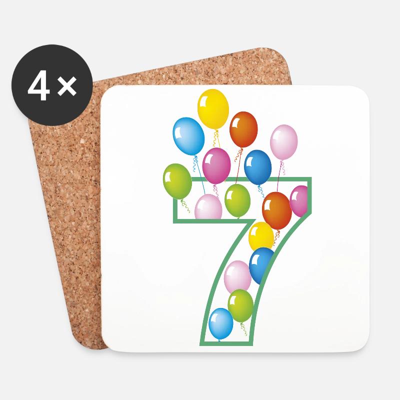 7 siebter Geburtstag Shirt - Untersetzer (4er-Set) - Weiß