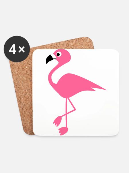 Flamingo - Untersetzer (4er-Set) - Weiß
