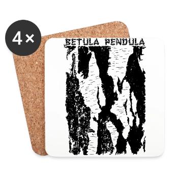 Hängebirke (Betula Pendula) Rinde / Borke - Untersetzer (4er-Set) - Weiß - Vorne