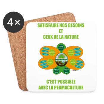 Ethiques et principes de la permaculture - Dessous de verre (lot de 4) - blanc - Devant