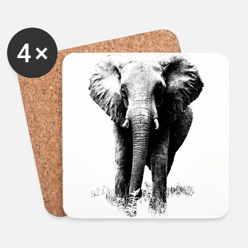Afrikanischer Elefant - Untersetzer (4er-Set) - Weiß