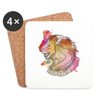 lion aquarelle - Dessous de verre (lot de 4) - blanc - Devant