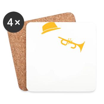 Un musicien de jazz joue la trompette - Dessous de verre (lot de 4) - blanc - Devant