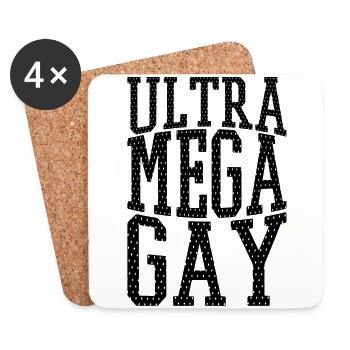 T-shirts gay Ultra mega gay - Dessous de verre (lot de 4) - blanc - Devant