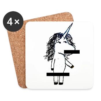 Censored Unicorn - Coasters (set of 4) - white - Front