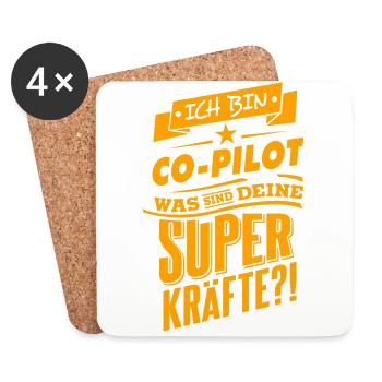 Be a hero - Co Pilot Geschenk - Untersetzer (4er-Set) - Weiß - Vorne