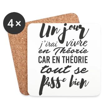 Vivre en théorie - Dessous de verre (lot de 4) - blanc - Devant
