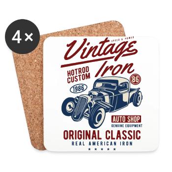 HOTROD VINTAGE RETRO - Auto Retro Design Chemise - Dessous de verre (lot de 4) - blanc - Devant