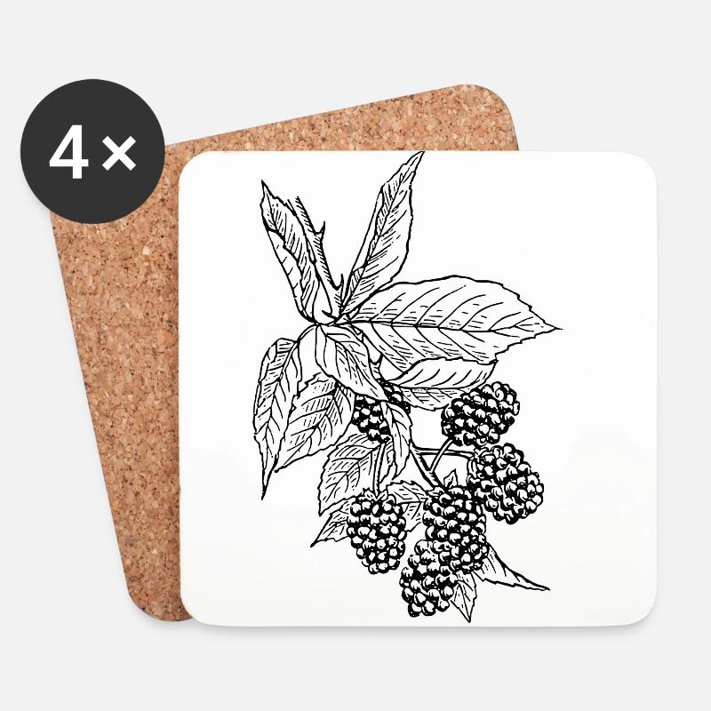 brombeere blackberry obst veggie gemuese fruits2 - Untersetzer (4er-Set) - Weiß