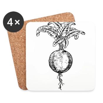 ruebe rueben beet turnip veggie vegetables vegetables - Coasters (set of 4) - white - Front