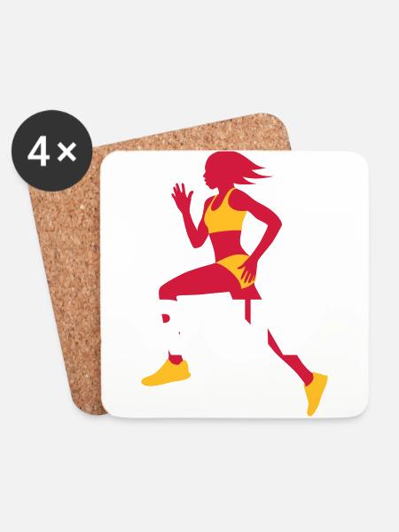 Running T-Shirt - Workout - Fitness - Coasters (set of 4) - white
