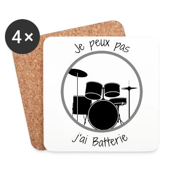 Je peux pas j'ai batterie - Dessous de verre (lot de 4) - blanc - Devant