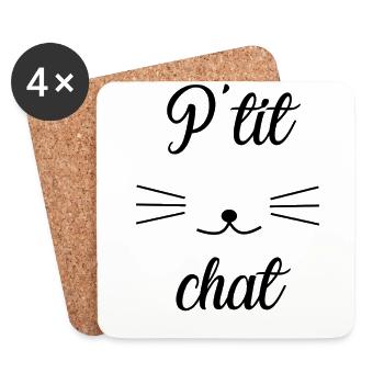 chat - Dessous de verre (lot de 4) - blanc - Devant