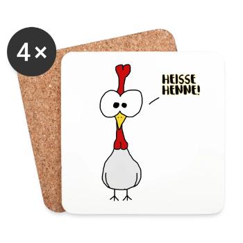 Heisse Henne - Untersetzer (4er-Set) - Weiß - Vorne