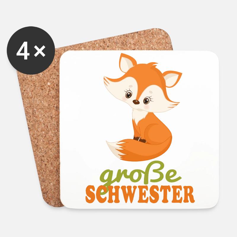 große Schwester Fuchs - Untersetzer (4er-Set) - Weiß
