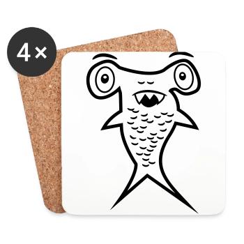 Hammerhead shark - shark fin - Coasters (set of 4) - white - Front