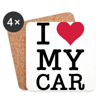 I Love My Car - Coasters (set of 4) - white - Front